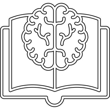 Beyin kitabı ikonu. Beyaz arkaplanda izole edilmiş web tasarımı için özet beyin öğrenme vektör simgesi