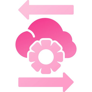 Beyaz arkaplanda izole edilmiş gül ikonu olan pembe çiçek ve bulut.