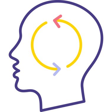 Beyin baş ikonu vektörü. İnce çizgi işareti. izole edilmiş sınır sembolü çizimi