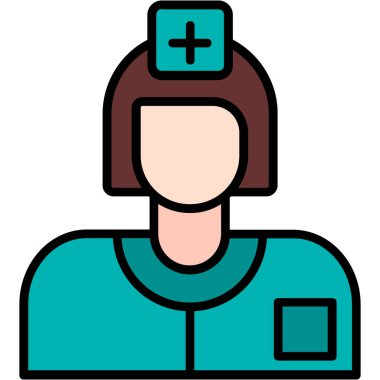 Hemşire hemşire ikonu. Ana hatlarıyla.