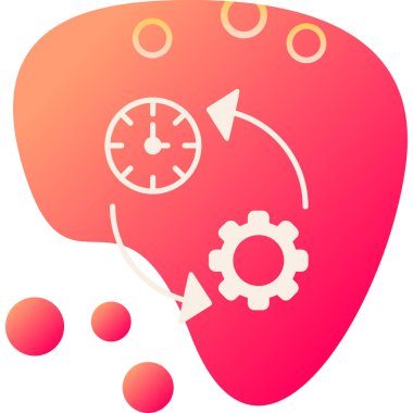 Beyin ve zaman simgesi, basit tasarım vektör çizimi