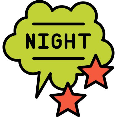 Beyaz arkaplanda gece yazımı, vektör illüstrasyonu