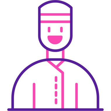 Sakallı ve eşarplı bir adamın vektör çizimi