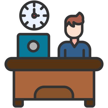 Bilgisayar masası ve bürosuyla çalışan iş adamı