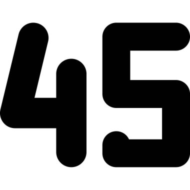 45 rakamlı siyah beyaz simgenin vektör illüstrasyonu