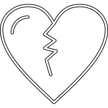 Kırık kalp ikonu. Beyaz arkaplanda izole edilmiş web tasarımı için Kırık Kalp vektör simgesi