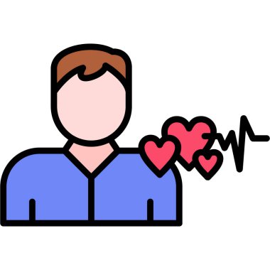 Kalp krizi simgesi renk ana hatları vektörü