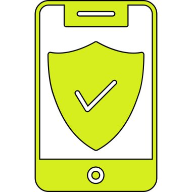 Kalkan simgesi olan bir akıllı telefonun vektör çizimi