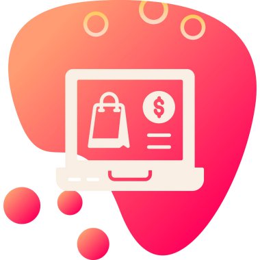 Ağ ikonu vektör illüstrasyonlu alışveriş çantası. Çevrimiçi alışveriş, çevrimiçi alışveriş, İnternet, alışveriş, e - ticaret kavramı.