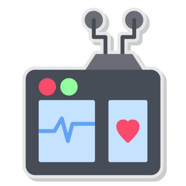 çarpan kardiyogram kalp simgesi düz stilde