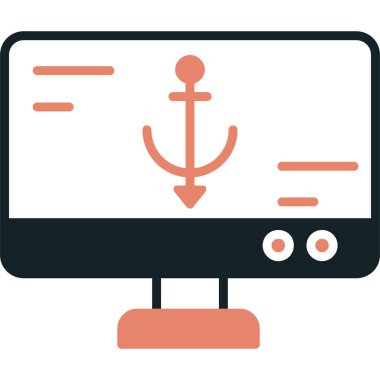 Gemi çapası. Web simgesi basit illüstrasyon