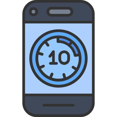 Cep Telefonu Stopwatch web simgesi, vektör illüstrasyonu