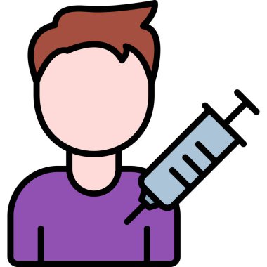 Aşı enjeksiyon ikonu doldurulmuş - ana hatlar biçimi