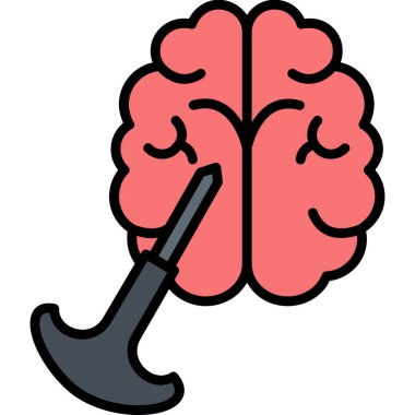 Beyin ve golf topu ile sopa. düz vektör simgesi.