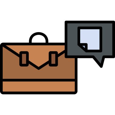 briefcase icon. flat color design. vector illustration.
