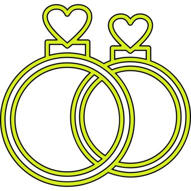 Kalpli alyanslar, beyaz arkaplanda basit vektör çizimleri