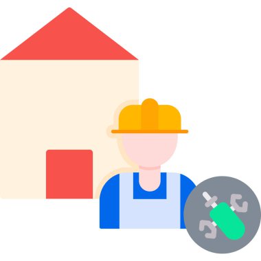 İnşaat işçisi vektörü düz çizim tasarımı