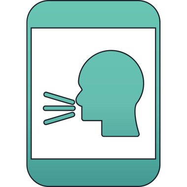 Akıllı telefon ikonu olan bir insan. Beyaz arka planda insan ana hatları. vektör illüstrasyonu