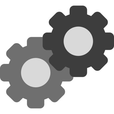 Vites simgesi. Bu düz vektör sembolü gri, yuvarlak açılar ve beyaz arkaplanda gri renkler kullanır..