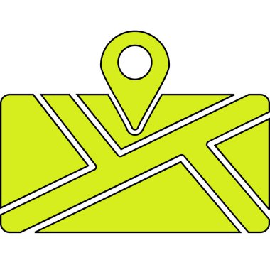 Harita işaretleyici ve işaret simgesi. çizgi film vektör illüstrasyonu