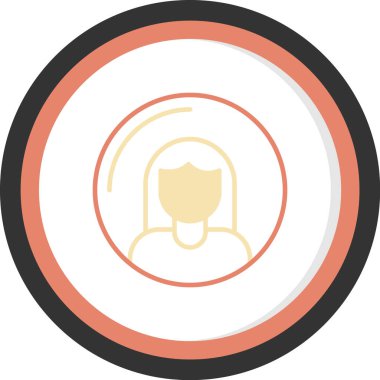 Düz yuvarlak kadın ikonu. vektör illüstrasyonu