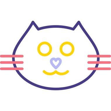 Kedi yüzlü ikon vektörü. İnce çizgi işareti. izole edilmiş sınır sembolü çizimi