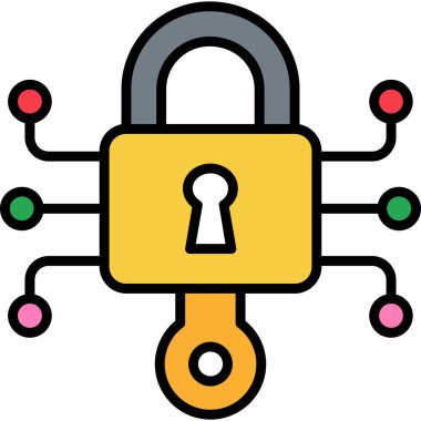 Kilit simgesi. taslak asma kilit vektör rengi düz izole