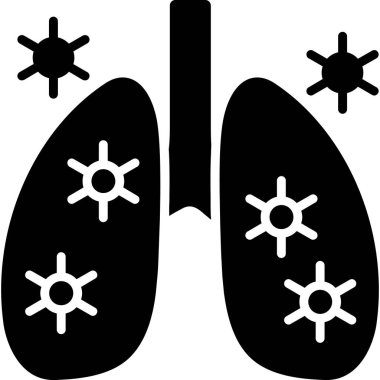 Akciğer vektör simgesi. biçim düz sembol, siyah renk, yuvarlak açılar, beyaz arkaplan.