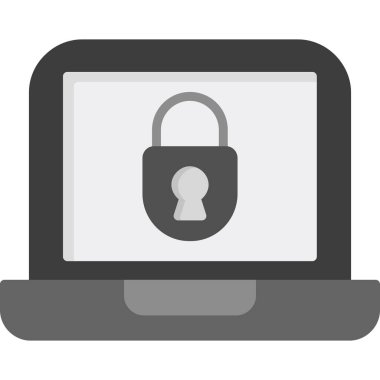 Kilit simgesi olan dizüstü bilgisayar kilidi, basit tasarım