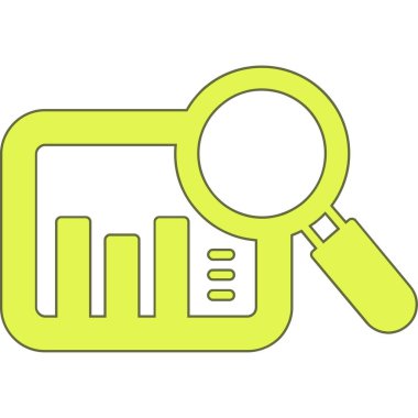 Veri tablosu vektör simgesiyle büyüteç. düz resimleme.