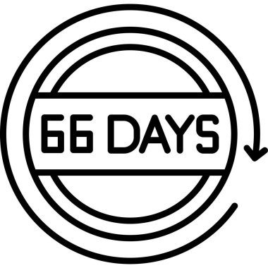 Vektör, geri sayım simgesi olarak 56 gün. Geri sayım günü konsepti için 6 gün simgesi. düz siyah dış hat sembolü