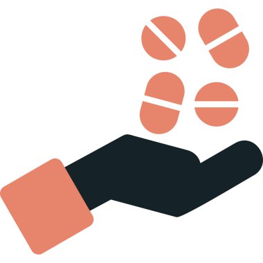 Tıbbi haplarla el, vektör illüstrasyonu