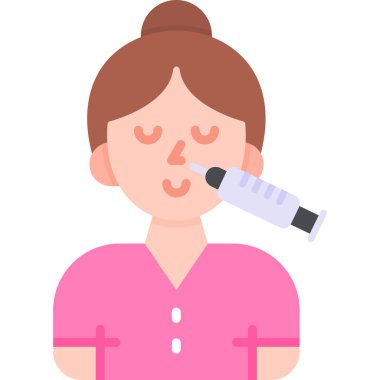 Astım vektörü illüstrasyonunu tedavi etmek için astım spreyi kullanan kadın