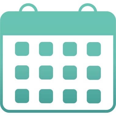 Takvim düz simgesi beyaz arka plan, vektör, illüstrasyon izole