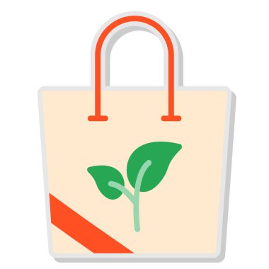 Yaprak ikonu vektör illüstrasyon tasarımlı bir alışveriş çantası