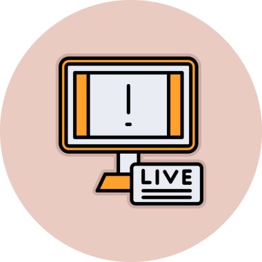 Canlı Yayın simgesi, vektör illüstrasyonu