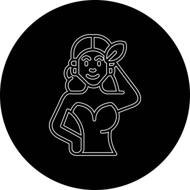 Maskeli kız, vektör illüstrasyonu