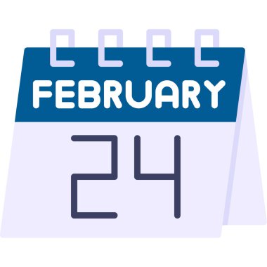 24 Şubat, düz günlük takvim simgesi. Vektör, zaman, ay, takvim. 2 Şubat tatili