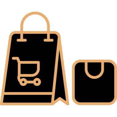 Alışveriş poşeti ikonu. Taslak alışveriş poşeti vektör rengi düz izole