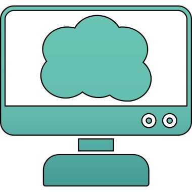 Bulut Hesaplama. Web simgesi basit illüstrasyon