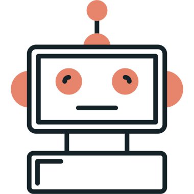 robot. Web simgesi basit illüstrasyon