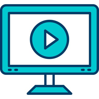 Bilgisayar oynatıcı simgesi. ana hatlı bilgisayar oynatıcı vektör simgeleri rengi düz izole