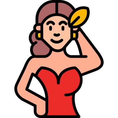 Rozetli karikatür kadın.