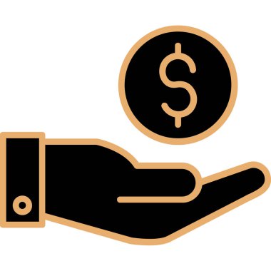 El ele tutuşan dolar sembolü vektör çizimi