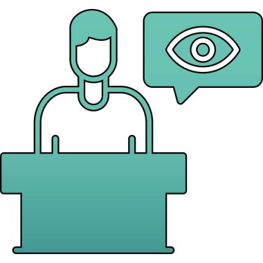 Bir karikatür ve mikrofonlu bir adamın vektör çizimi