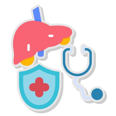 Karaciğer ve tıbbi ikon. Web için basit karaciğer vektör simgeleri çizimi