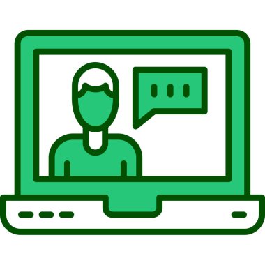 çevrimiçi konferans renk vektör illüstrasyonu