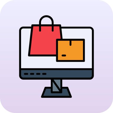 çevrimiçi alışveriş rengi simgesi, vektör