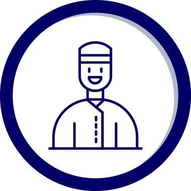 Cami simgesi olan Müslüman adam, basit bir vektör.