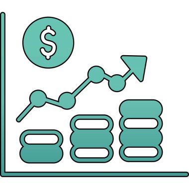 Dolar sembolü ve oku olan iş grafiği
